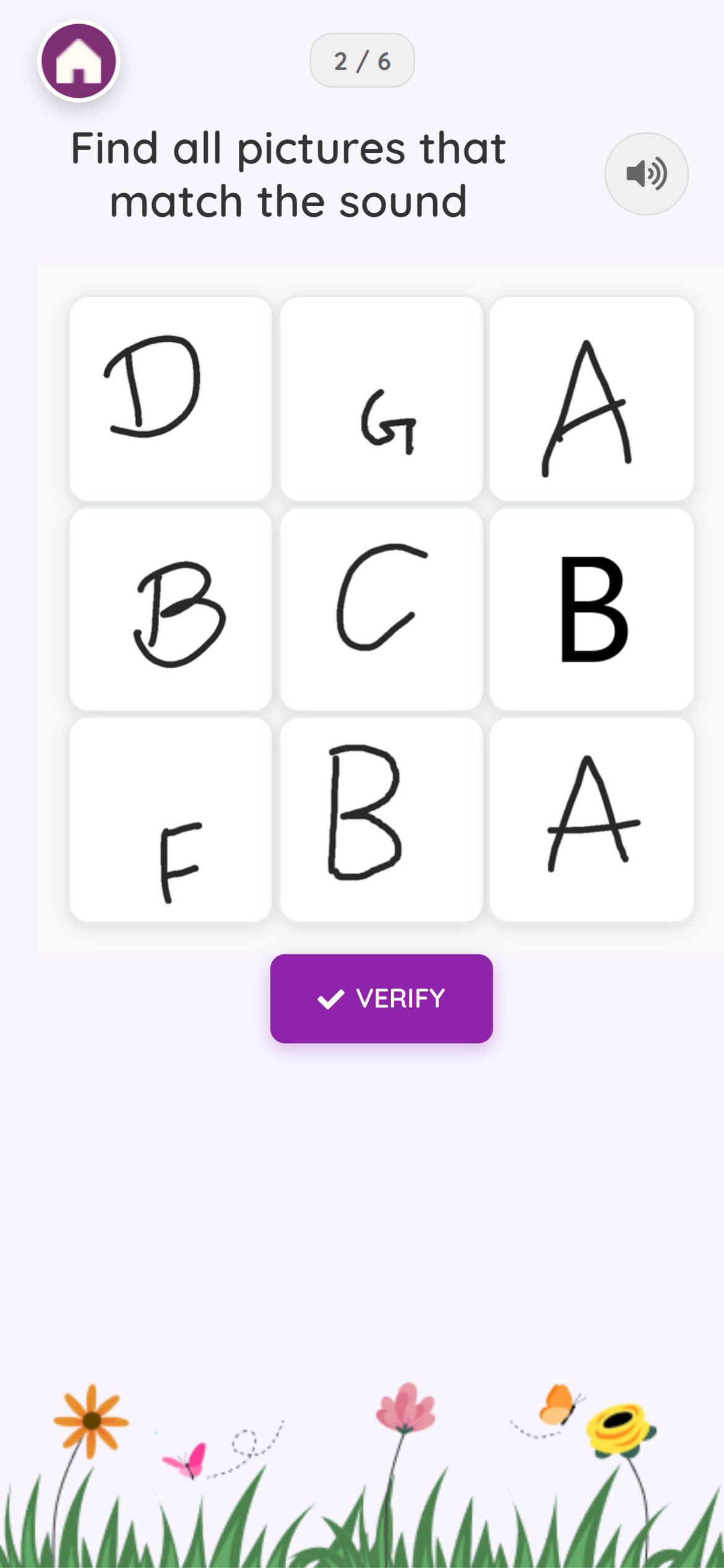 Challenge Round MCQ with different handwriting style options